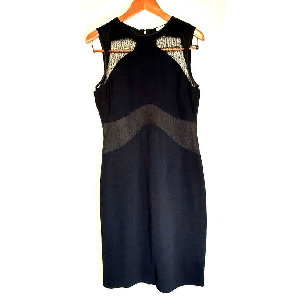 Reiss Evangeline US 8 Black Lace Panel Sleeveless Luxury Cocktail Party Dress